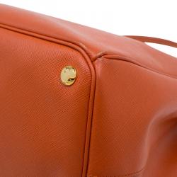 Pre Owned Prada Orange Saffiano Lux Leather Large Tote