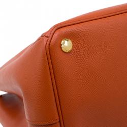Pre Owned Prada Orange Saffiano Lux Leather Large Tote