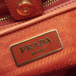 Pre Owned Prada Orange Saffiano Lux Leather Large Tote