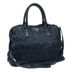 Pre Owned حقيبة يد توت برادا فوكو نابا جاوفر أيدي جلد مزدوجة