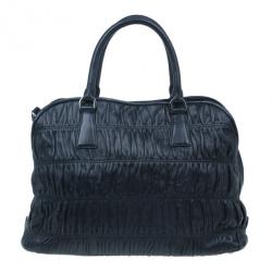 Pre Owned حقيبة يد توت برادا فوكو نابا جاوفر أيدي جلد مزدوجة