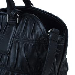 Pre Owned حقيبة يد توت برادا فوكو نابا جاوفر أيدي جلد مزدوجة