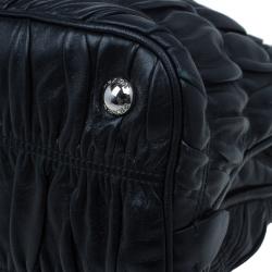 Pre Owned حقيبة يد توت برادا فوكو نابا جاوفر أيدي جلد مزدوجة