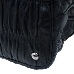 Pre Owned حقيبة يد توت برادا فوكو نابا جاوفر أيدي جلد مزدوجة