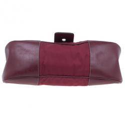 Pre Owned Prada Red Nylon Small Tessuto Moon Shoulder Bag