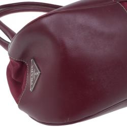 Pre Owned Prada Red Nylon Small Tessuto Moon Shoulder Bag