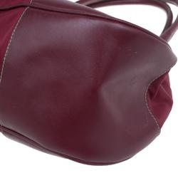 Pre Owned Prada Red Nylon Small Tessuto Moon Shoulder Bag