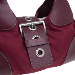 Pre Owned Prada Red Nylon Small Tessuto Moon Shoulder Bag