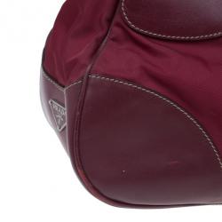 Pre Owned Prada Red Nylon Small Tessuto Moon Shoulder Bag