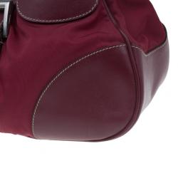 Pre Owned Prada Red Nylon Small Tessuto Moon Shoulder Bag