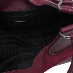 Pre Owned Prada Red Nylon Small Tessuto Moon Shoulder Bag
