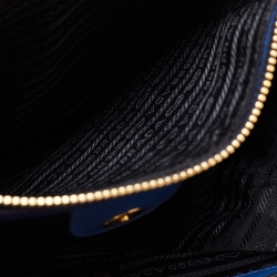 Pre Owned Prada Blue Leather Twin Pocket Tote