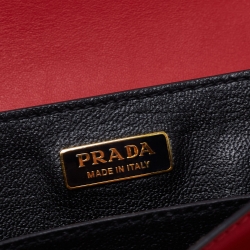 Pre Owned Prada Red/Black Saffiano Lux Leather Cahier Shoulder Bag