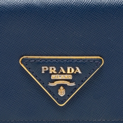 Pre Owned Prada Blue Saffiano Leather Continental Wallet
