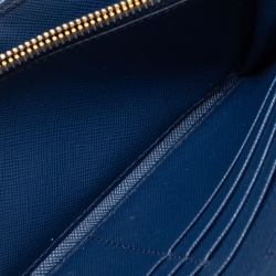Pre Owned Prada Blue Saffiano Leather Continental Wallet
