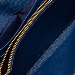 Pre Owned Prada Blue Saffiano Leather Continental Wallet