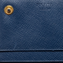 Pre Owned Prada Blue Saffiano Leather Continental Wallet
