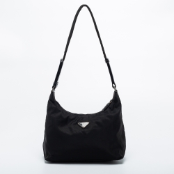 Pre Owned Prada Black Nylon and Leather Shoulder Bag