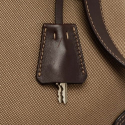 Prada Beige/Brown Logo Print Jacquard and Leather Bowling Bag