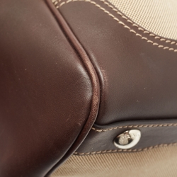 Prada Beige/Brown Logo Print Jacquard and Leather Bowling Bag