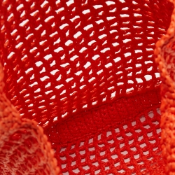 Pre Owned Prada Orange Woven Raffia Tote