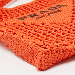 Pre Owned Prada Orange Woven Raffia Tote