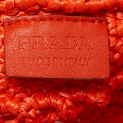 Pre Owned Prada Orange Woven Raffia Tote