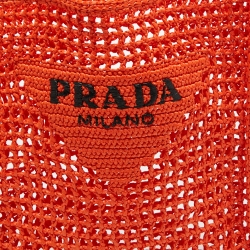 Pre Owned Prada Orange Woven Raffia Tote