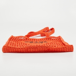 Pre Owned Prada Orange Woven Raffia Tote