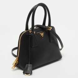 Pre Owned Prada Black Saffiano Patent Leather Small Promenade Satchel