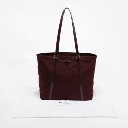 مملوكة مسبقًا Prada Burgundy/Black Leather and Nylon Tessuto Tote