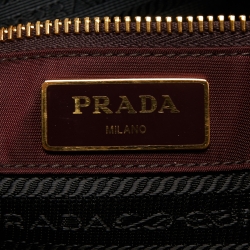 مملوكة مسبقًا Prada Burgundy/Black Leather and Nylon Tessuto Tote