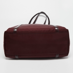 مملوكة مسبقًا Prada Burgundy/Black Leather and Nylon Tessuto Tote