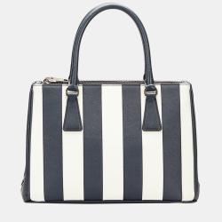 Pre Owned Prada Blue/White Saffiano Galleria Striped Bag