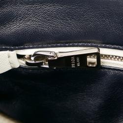 Pre Owned Prada Blue/White Saffiano Galleria Striped Bag