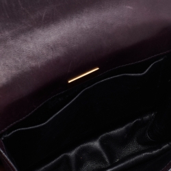 Pre Owned Prada Dark Purple/Black Leather Cahier Shoulder Bag