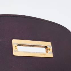 Pre Owned Prada Dark Purple/Black Leather Cahier Shoulder Bag