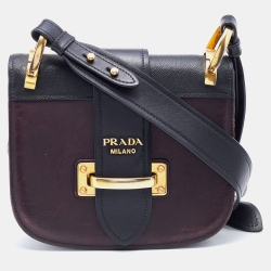 Prada Dark Purple/Black Leather Cahier Shoulder Bag Prada | TLC