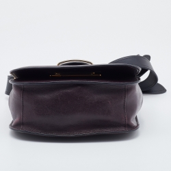 Pre Owned Prada Dark Purple/Black Leather Cahier Shoulder Bag
