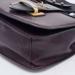 Pre Owned Prada Dark Purple/Black Leather Cahier Shoulder Bag