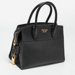 Pre Owned Prada Black Saffiano Lux and City Leather Esplanade Tote