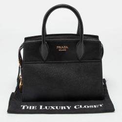 Pre Owned Prada Black Saffiano Lux and City Leather Esplanade Tote