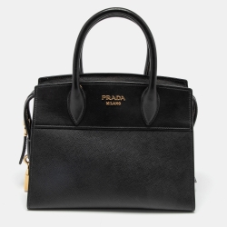 Pre Owned Prada Black Saffiano Lux and City Leather Esplanade Tote