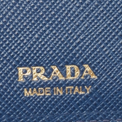 Prada Blue Saffiano Leather Bifold Card Case
