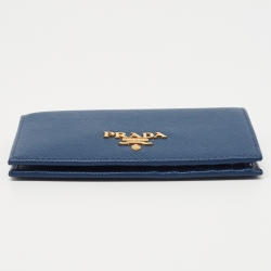 Prada Blue Saffiano Leather Bifold Card Case