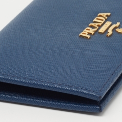Prada Blue Saffiano Leather Bifold Card Case