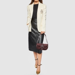 Pre Owned Prada Purple Suede Buckle Flap Baguette Bag