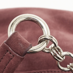 Pre Owned Prada Purple Suede Buckle Flap Baguette Bag