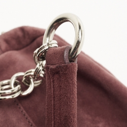Pre Owned Prada Purple Suede Buckle Flap Baguette Bag
