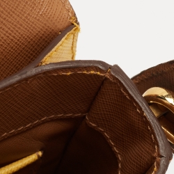 Prada Brown/Mustard Saffiano Lux Leather Turnlock Flap Top Handle Bag